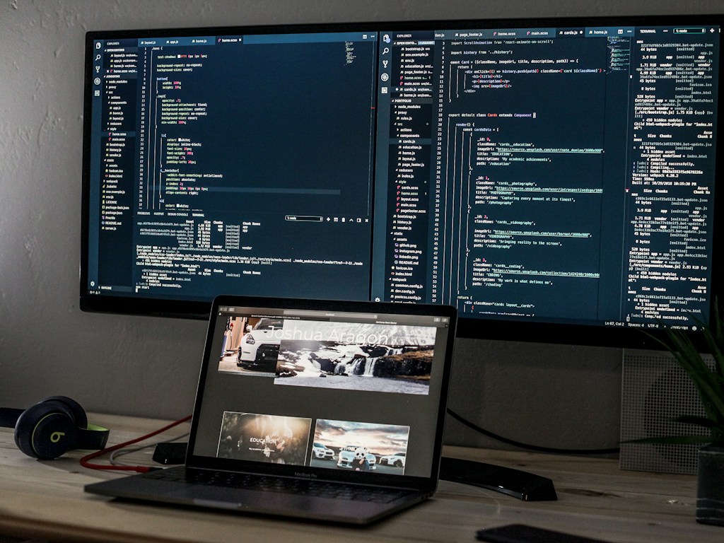 Computer screens and workstation illustrating how investigators may review digital logs and technical evidence.