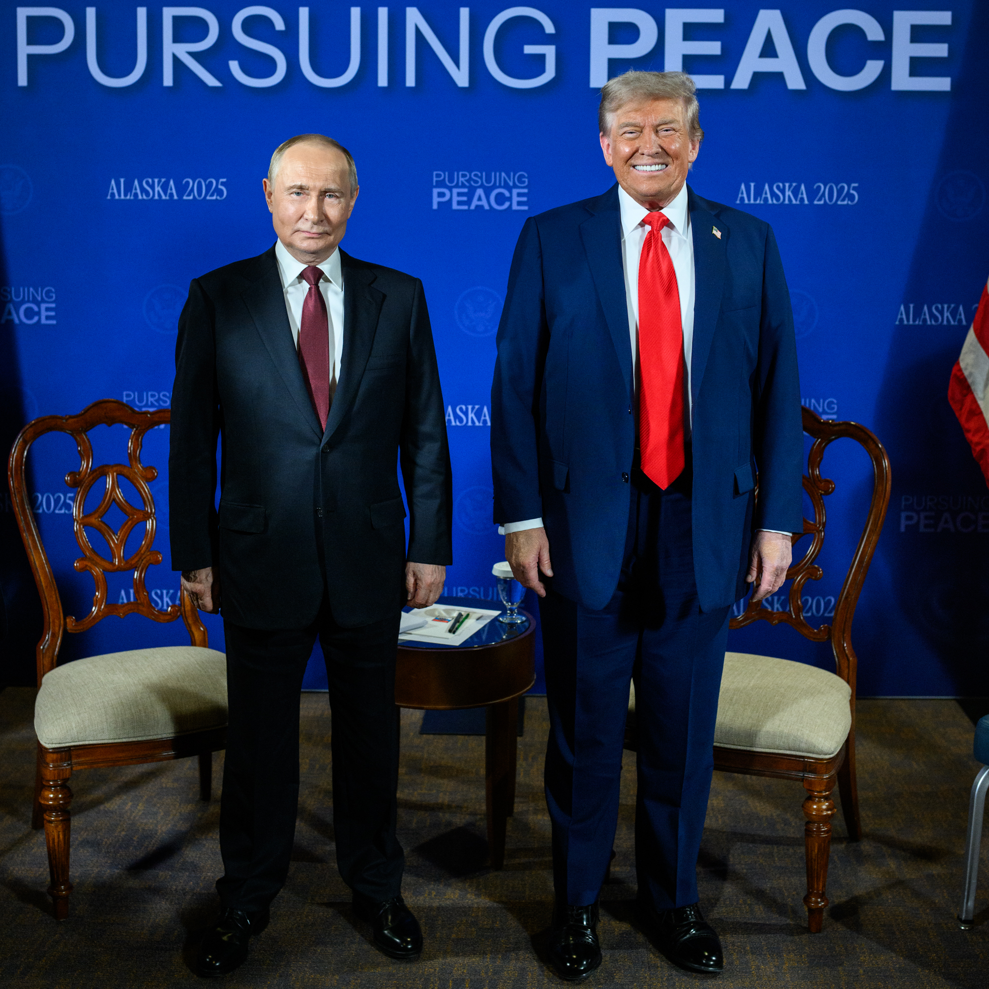 US President Donald Trump and Russian President Vladimir Putin during their August 2025 Alaska summit.