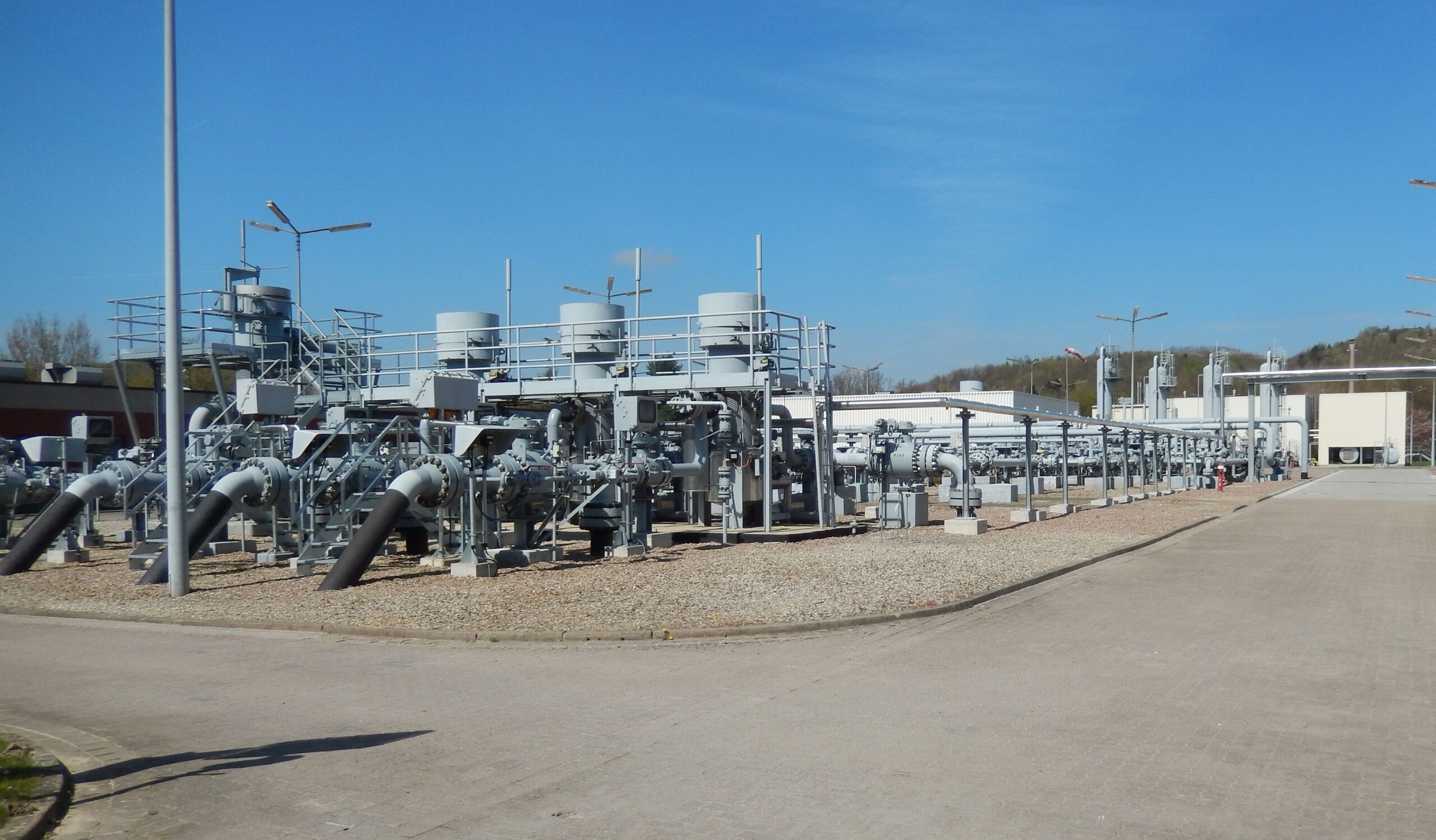 Surface installations at the underground natural gas storage facility in Empelde near Hanover, Germany.