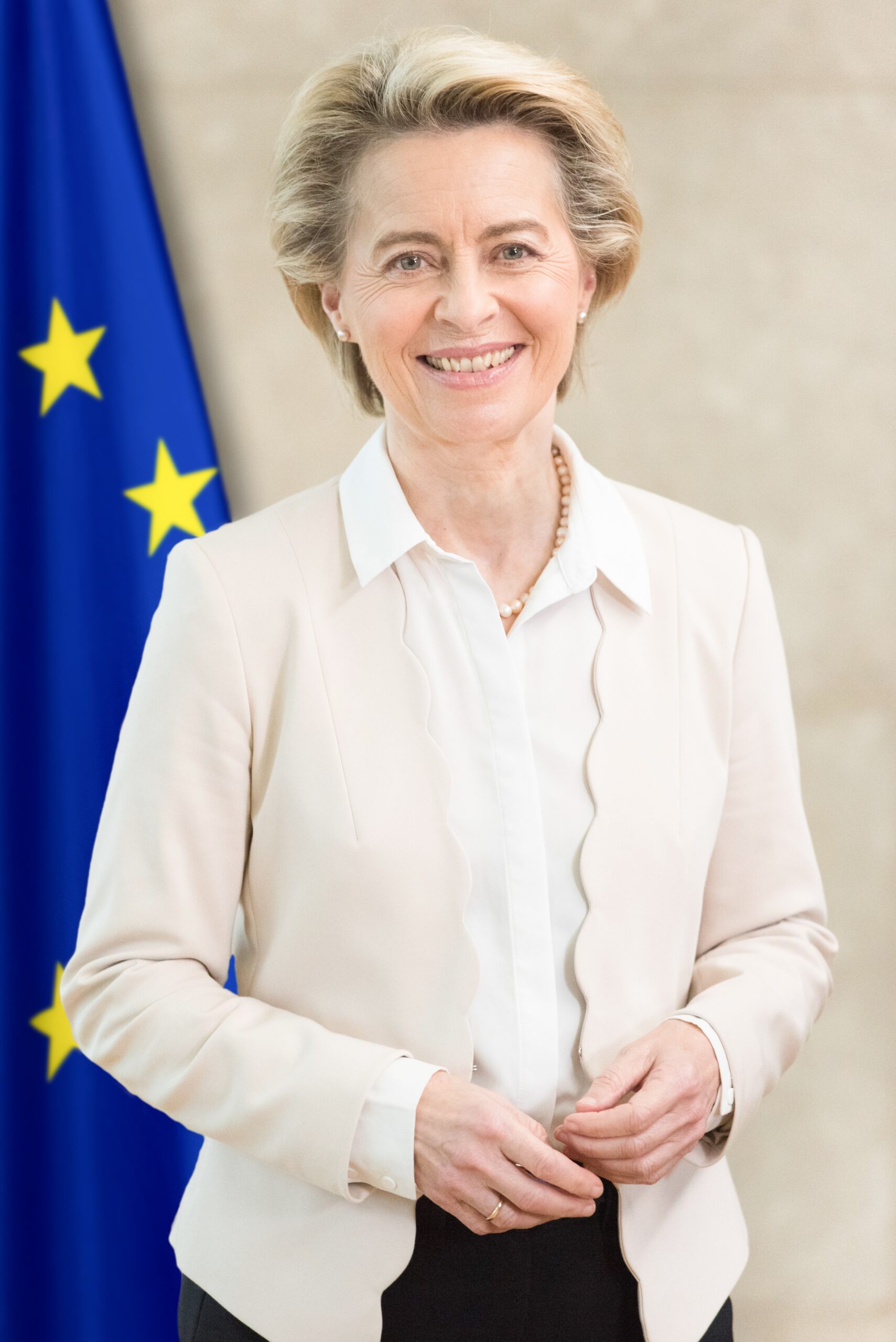 Ursula von der Leyen, President of the European Commission, in an official portrait by Etienne Ansotte.