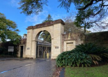 The Oxford Street entrance gate to Victoria Barracks in Paddington, Sydney, the historic military property at the centre of the proposed sell-off.