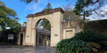 The Oxford Street entrance gate to Victoria Barracks in Paddington, Sydney, the historic military property at the centre of the proposed sell-off.