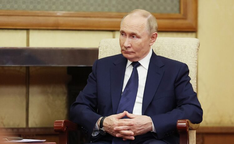 Russian President Vladimir Putin meeting Serbian President Aleksandar Vučić in September 2025.